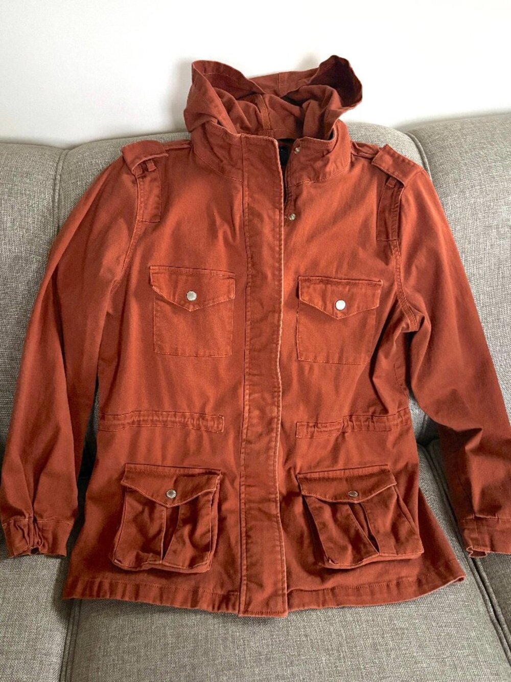 Tinsel Denim Cargo Jacket, Rust, XL